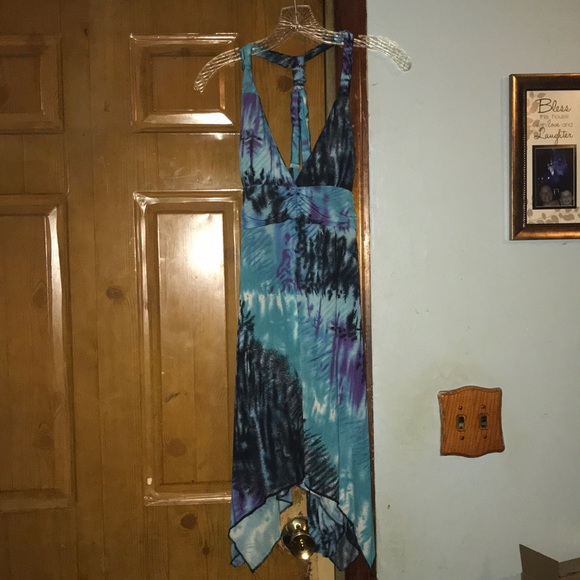 Shark Tooth High Low Halter Dress NWT Size L 👗 - Picture 1 of 8